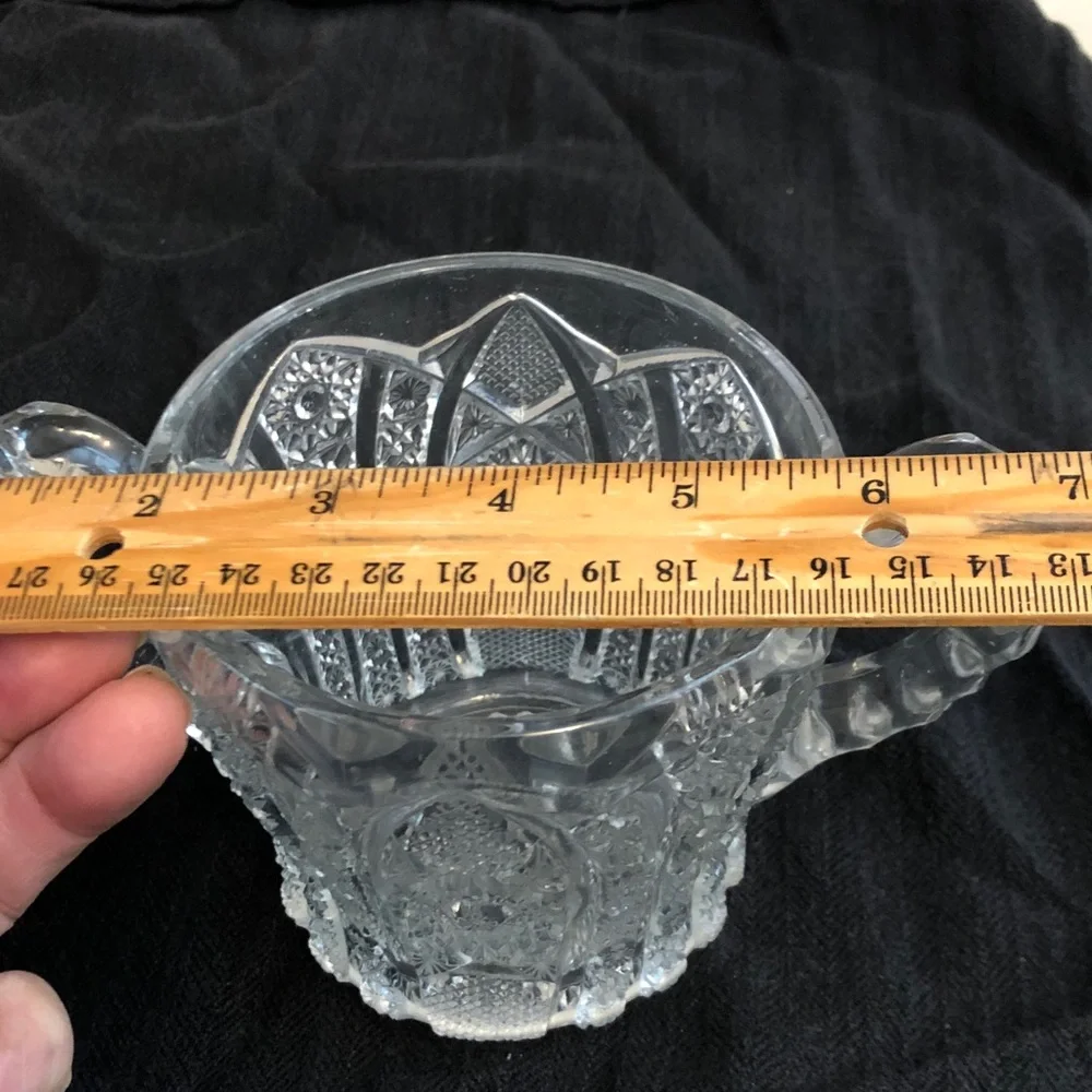 Vintage Pressed Glass Sugar Bowl With Double Handle Cottagecore Grandmcore